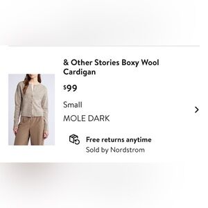 & Other Stories Mole Dark Boxy Wool Cardigan - Neutral Taupe